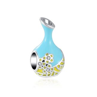 Blue Yellow Ceramic Vase Charm