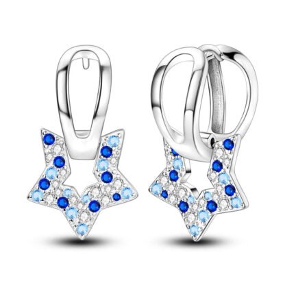 Crystal Star Silver Hoop Earrings