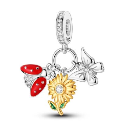 Nature Hike Ladybug Butterfly Sunflower Ticket Charm