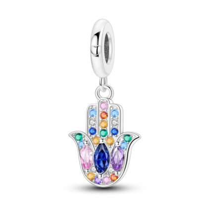 Rainbow Gems Hamsa Hand Charm