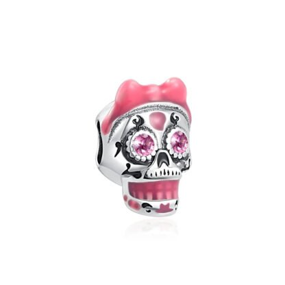 Pink Decorated Sugar Skull Charm