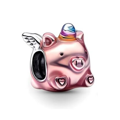Mythical Cute Pink Unicorn Pig Charm
