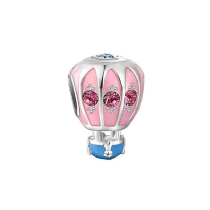 Elegant Pink Blue Hot Air Balloon Charm