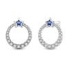 Round Charm Star Silver Stud Earrings