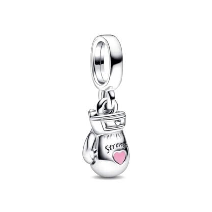 Strength Boxing Glove Pink Heart Charm