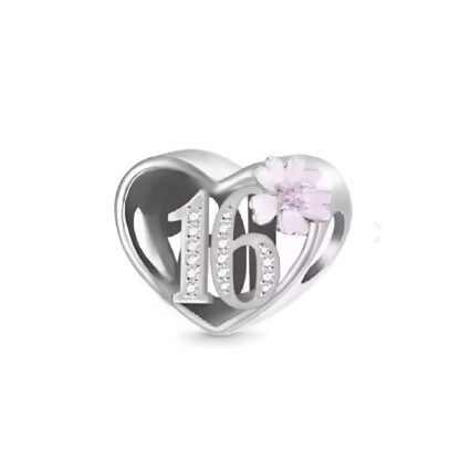 Heart 16 Cherry Blossom Charm