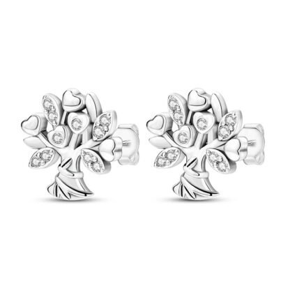 Crystal Tree Silver Stud Earrings