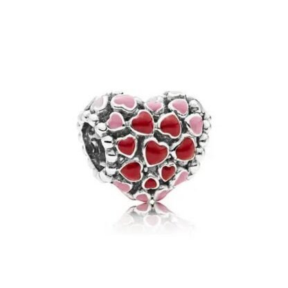 Heart Covered in Red and Pink Hearts Charm