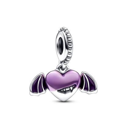 Purple Vampiric Heart with Fangs Charm