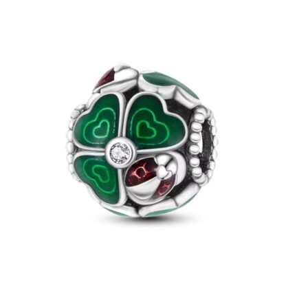 Green Lucky Clovers Ladybug Charm