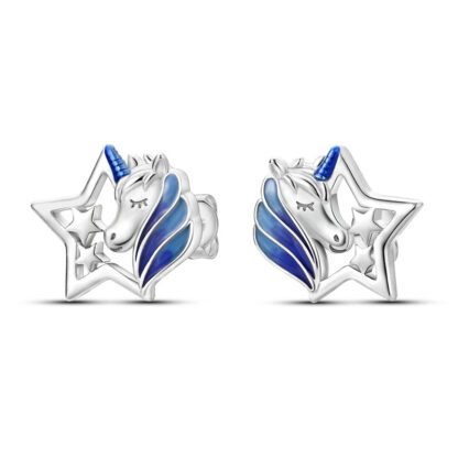 Star Unicorn Silver Stud Earrings