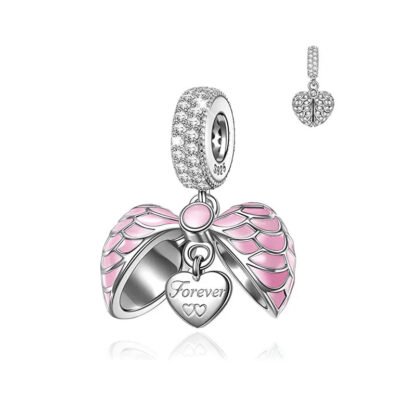 Closeable Pink Heart Forever Love Charm