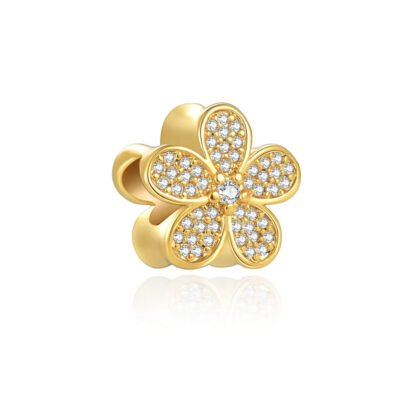 Gold Sparkly Flower Charm