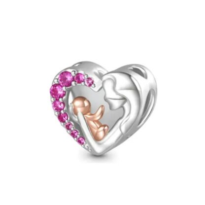 Motherly Love Holding Baby Pink Gems Charm