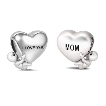 I Love You Mom Person Lifting Heart Charm