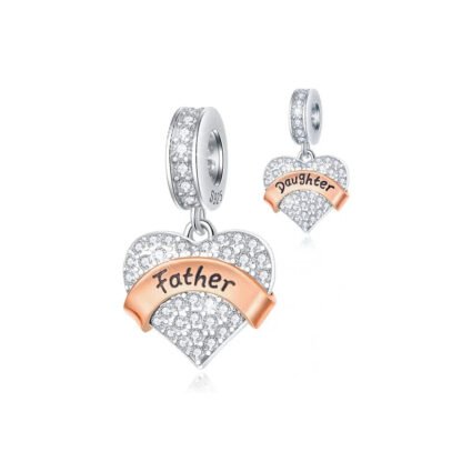 Silver Heart Father Daughter Charm