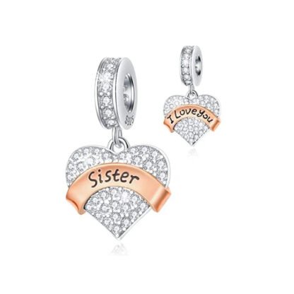 Silver Heart Sister Love Charm