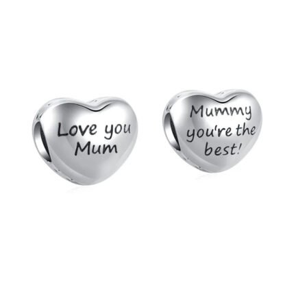 Simple Silver Heart Mummy Affirmative Love Charm