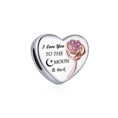 Rose Gold Rose Flower Love to the Moon Charm