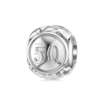 Silver Hearts Celebration Milestone 50 Charm