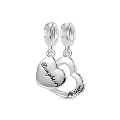 Daughter Mother Double Hearts Charm