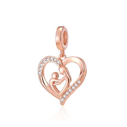 Rose Gold Motherly Love and Baby Heart Charm