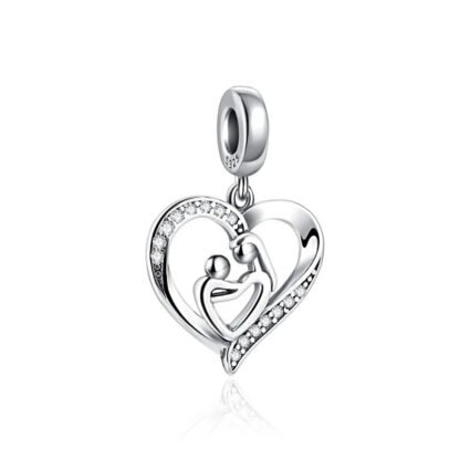 Silver Heart Motherly Love and Baby Charm