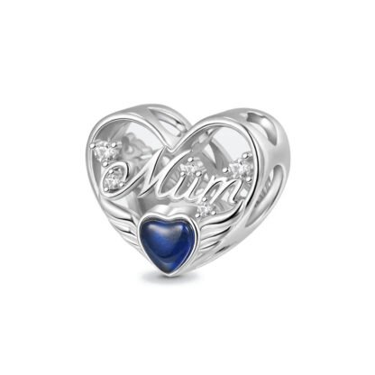 Mum Heart Blue Charm