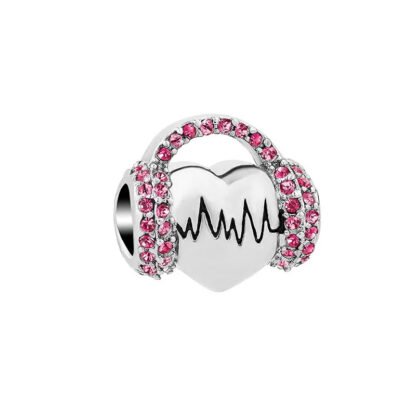 Heartbeat Earphone Pink Gems Charm