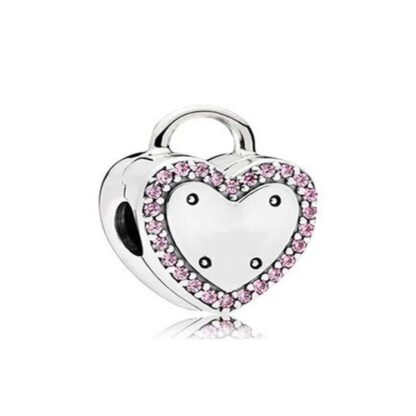 Heart Shaped Lock Pink Gems Charm