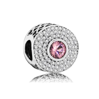 Sparkly Round White Gems Pink Center Gem Charm