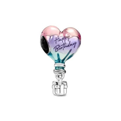 Gradient Heart Hot Air Balloon Happy Birthday Charm