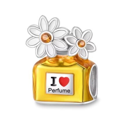 Love Yellow Perfume Bottle White Flowers Charm