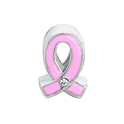 Solid Pink Ribbon Symbol Breast Cancer Charm