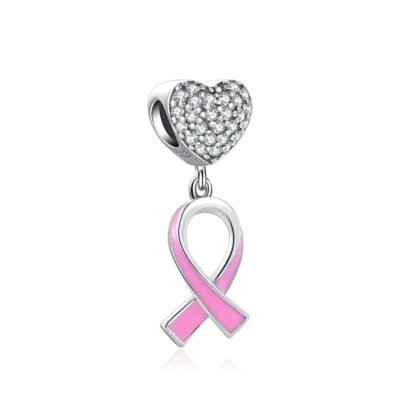 Pink Ribbon Cancer Symbol Awareness Heart Charm