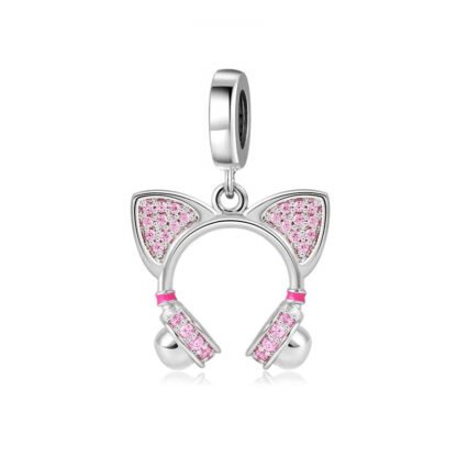 Kitty Pink Headphones Charm