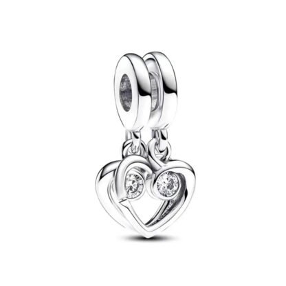 Silver Hearts Intertwining Charm