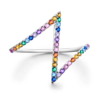 Z Rainbow Crystal Silver Ring - Image 2