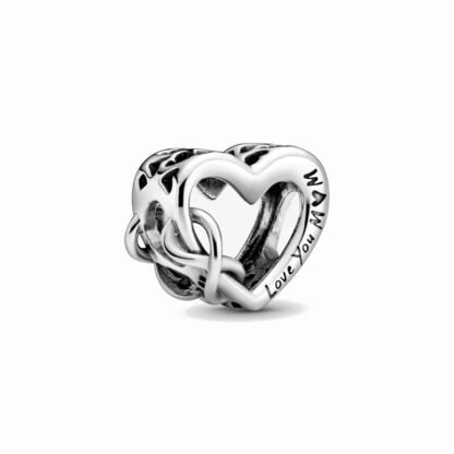 Silver Heart Love You Mom Charm