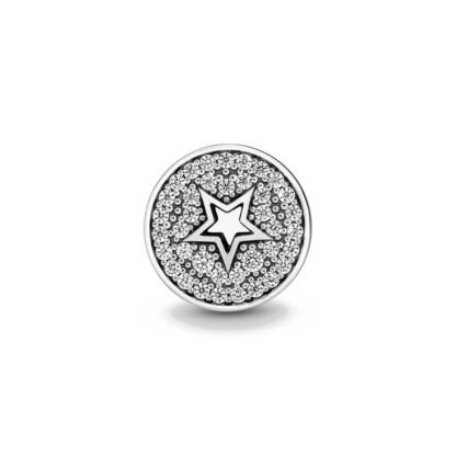 Star on Sparkly Circle Charm