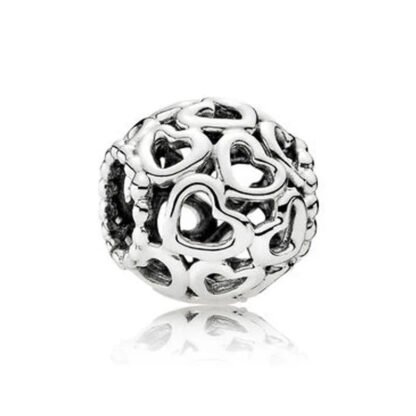 Silver Made Of Hearts Bead Charm