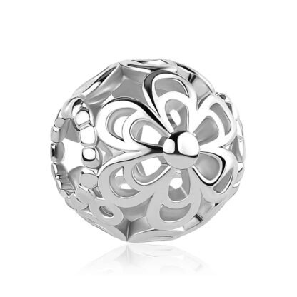 Sphere Hollowed Flowers Charm