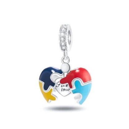 Closeable Colorful Puzzle Heart Charm