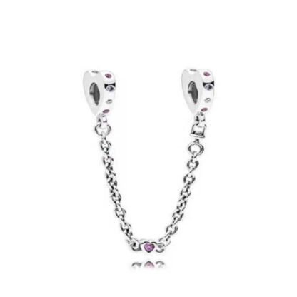 Sparse Purple Gems Hearts Chain Charm