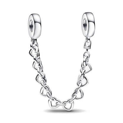 Silver Stylish Heart Chain Charm