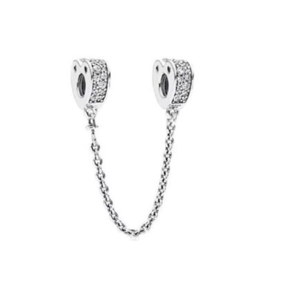 Silver Hearts White Gems Charm