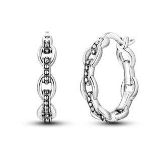 Chain Silver Hoop Earrings