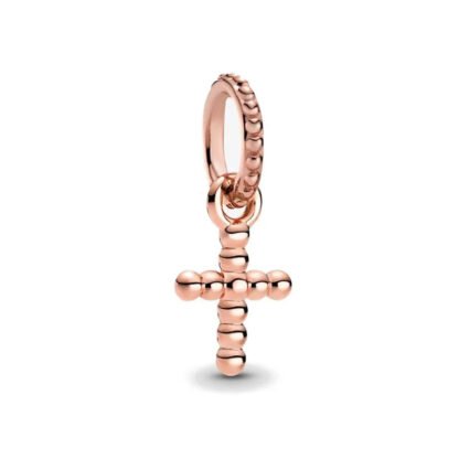 Rose Gold Pearly Cross Charm