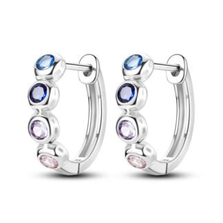 Crystal Silver Hoop Earrings