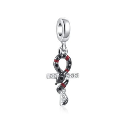 Black Red Viper On Ankh Symbol Charm